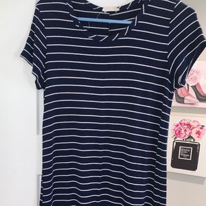 Scoop neck striped tshirt dress